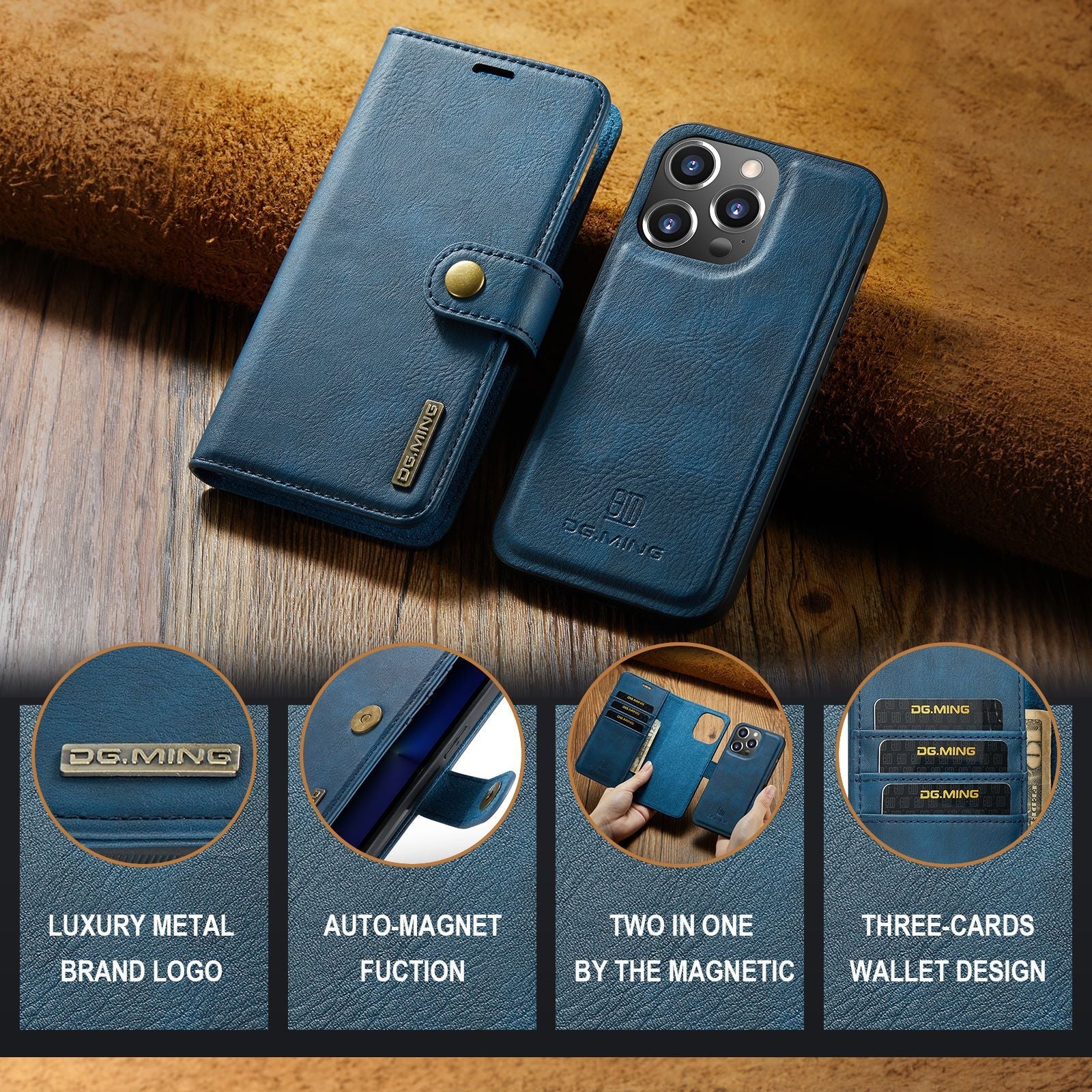 Wallet-style magnetic case for iPhone 16/15/14 Pro Max