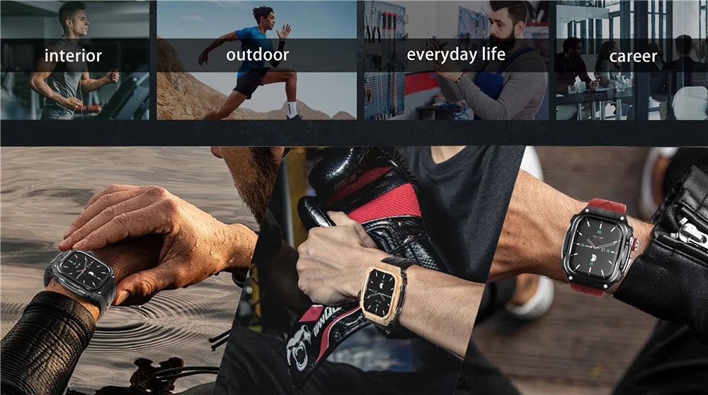 Steel Mod Kit Case Band Protective Cover For Apple Watch 10 46mm