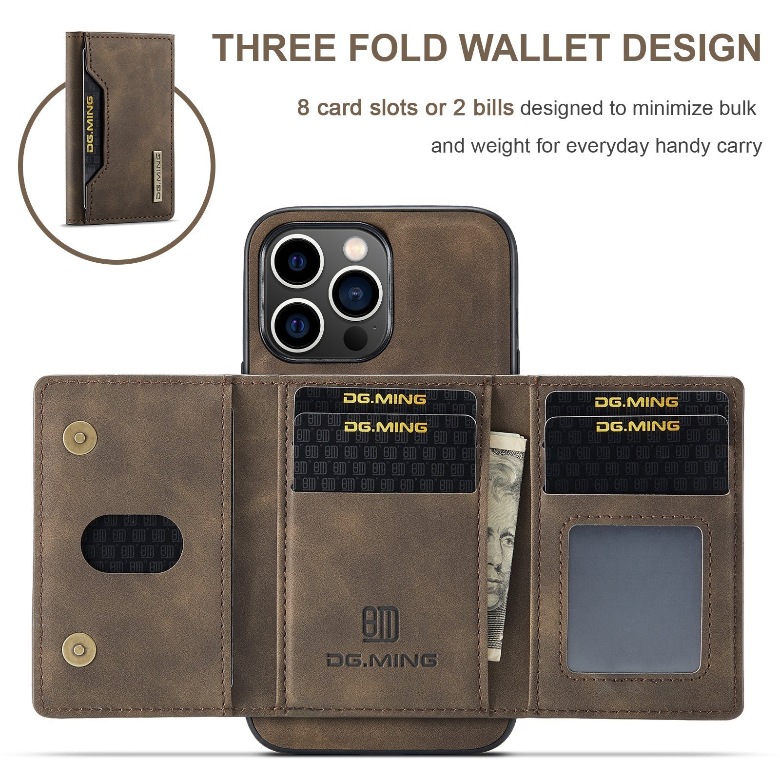 2 in 1 Detachable Wallet Back Cover for iPhone 16 Pro max/ 16Pro/16/15 /14Pro