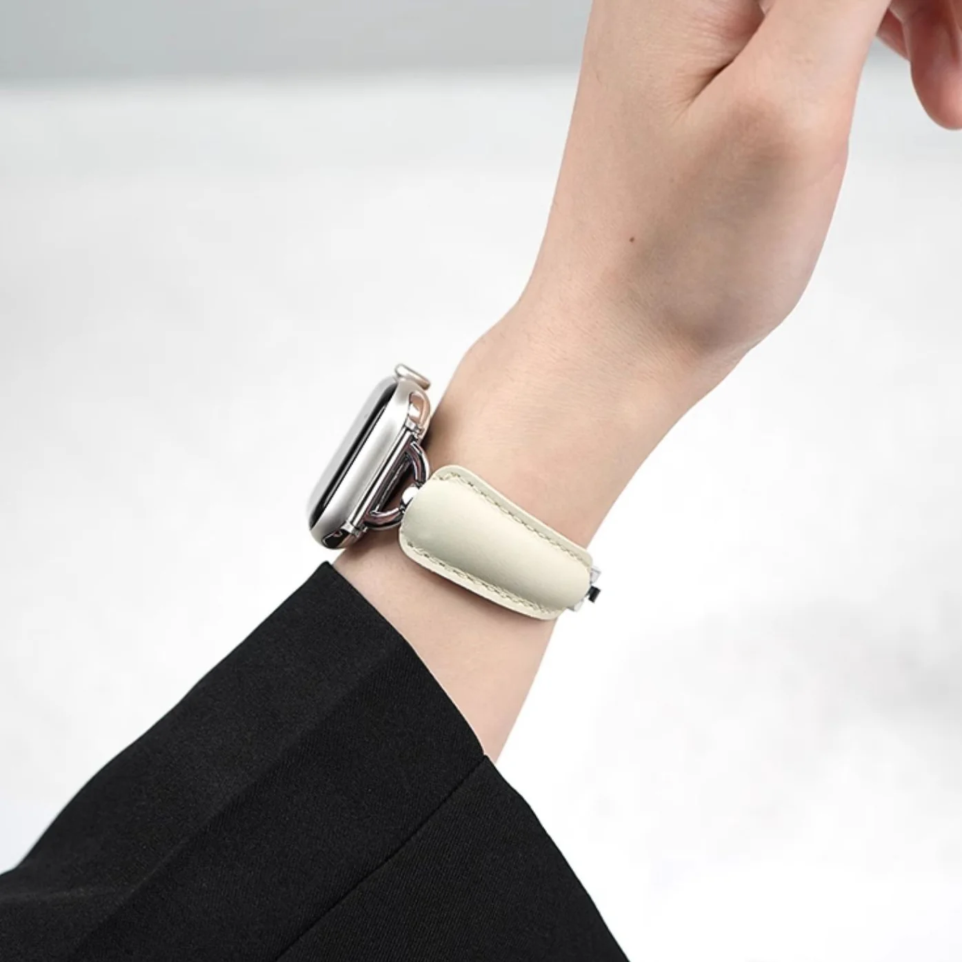 Leather Ring Buckle Band For Apple Watch