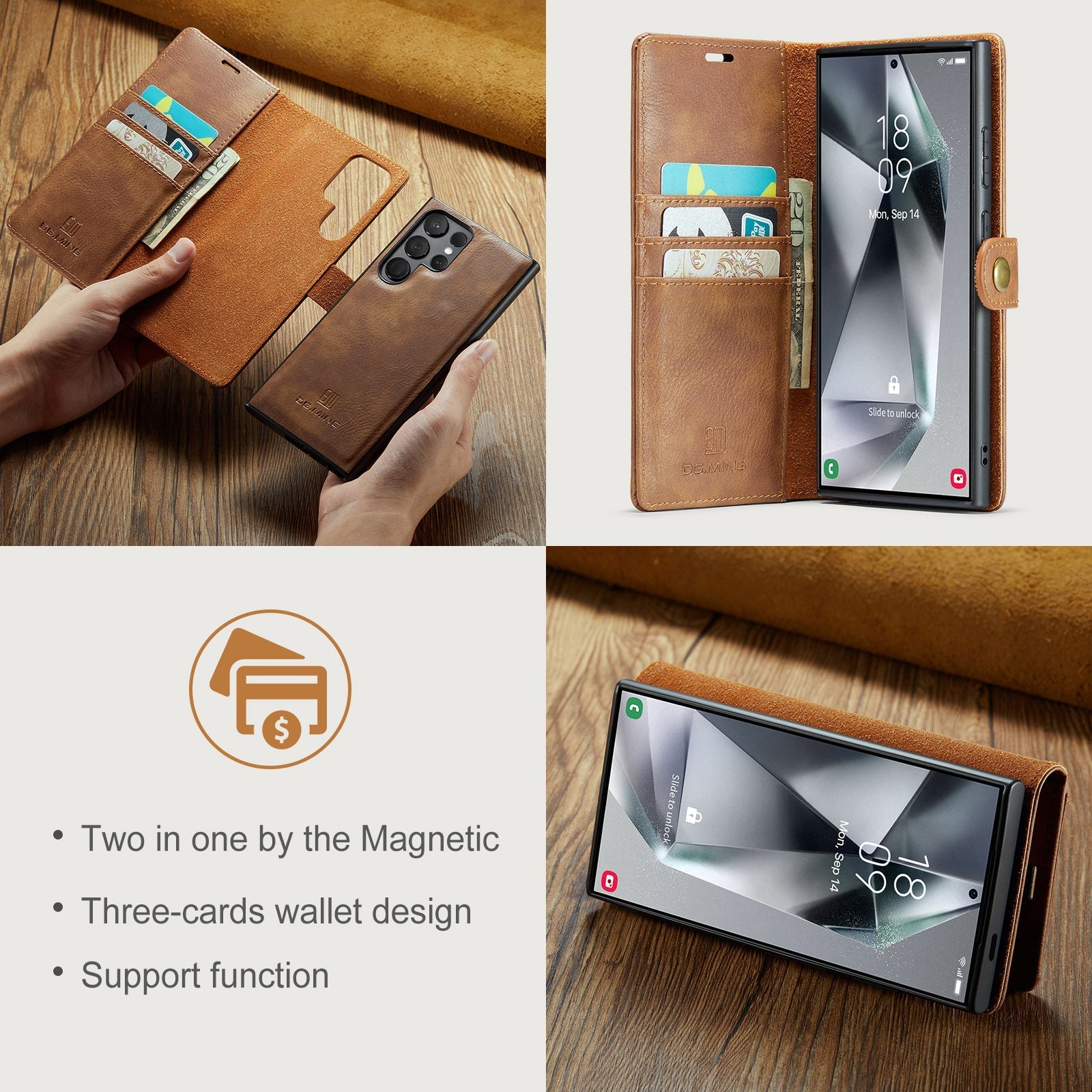 Wallet-style magnetic case for Samsung Galaxy S25/S24/S23 Ultra