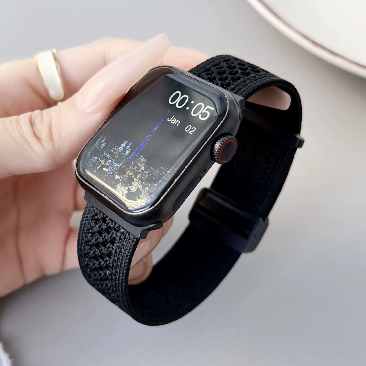 Braided Mesh Nylon Loop with Magnetic Clasp For Apple Watch