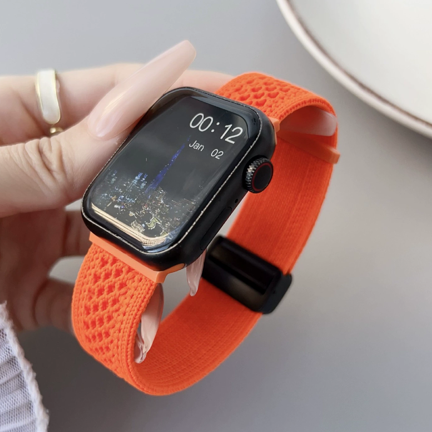 Braided Mesh Nylon Loop with Magnetic Clasp For Apple Watch