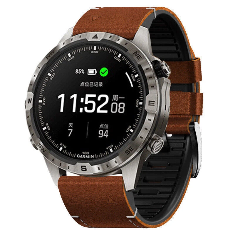 TPU + Leather Strap for Garmin Fenix 8 7X 6X Pro
