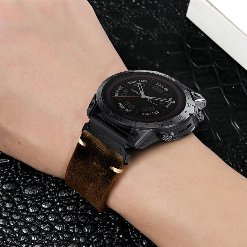 Vintage Leather Strap For Garmin Fenix 8 7X 6X Pro