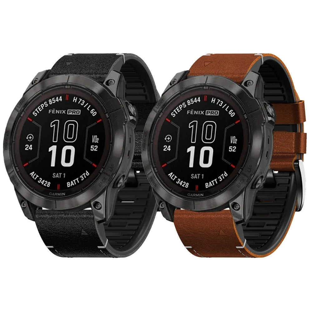 TPU + Leather Strap for Garmin Fenix 8 7X 6X Pro
