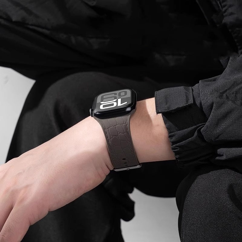 Lychee Texture Silicone Watch Band For Apple Watch