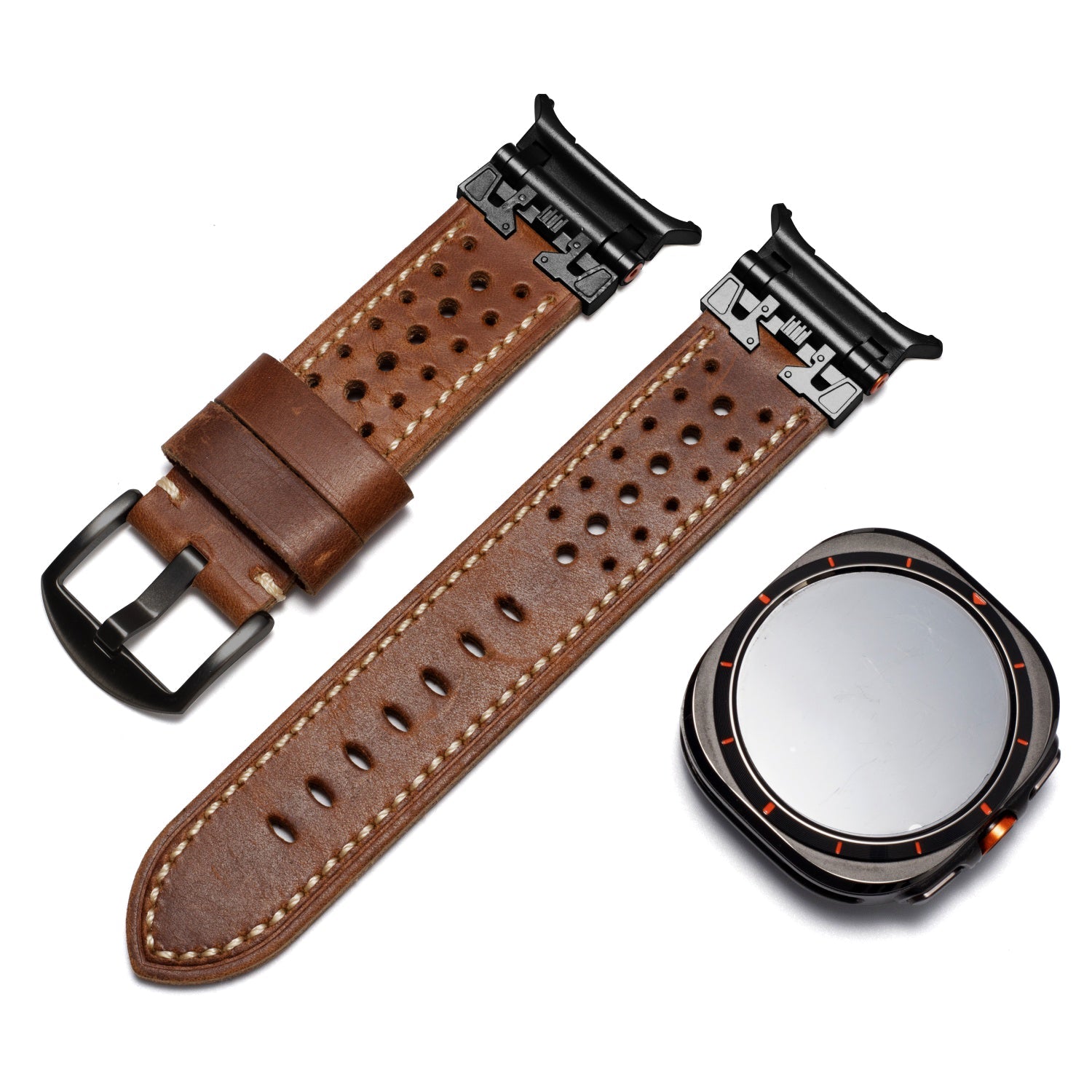 Armor Metal Leather Strap for Samsung Watch Ultra 47mm