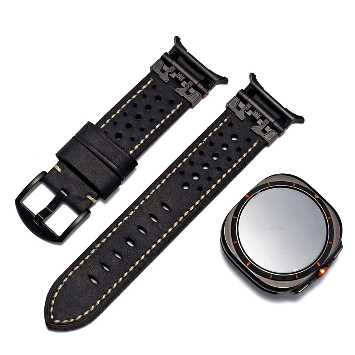 Armor Metal Leather Strap for Samsung Watch Ultra 47mm