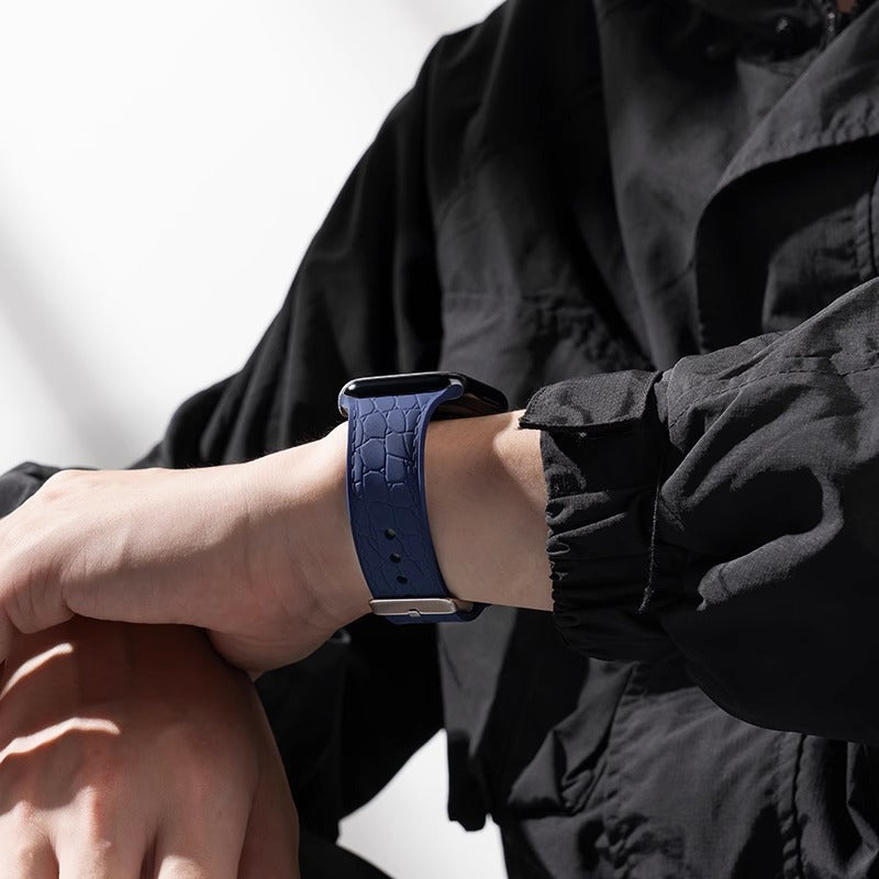 Lychee Texture Silicone Watch Band For Apple Watch