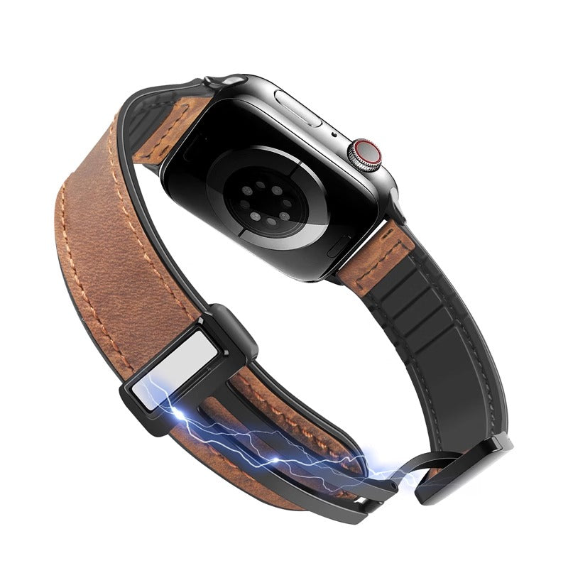 Silicone Magnetic Leather Strap For Apple Watch