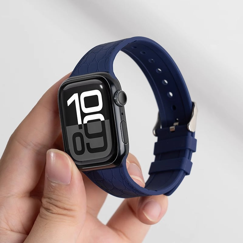 Lychee Texture Silicone Watch Band For Apple Watch