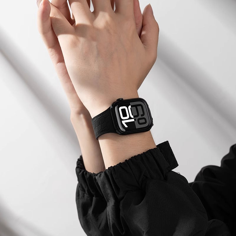 Lychee Texture Silicone Watch Band For Apple Watch