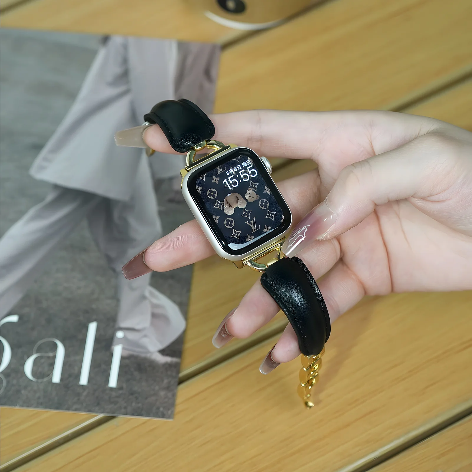 Leather Ring Buckle Band For Apple Watch