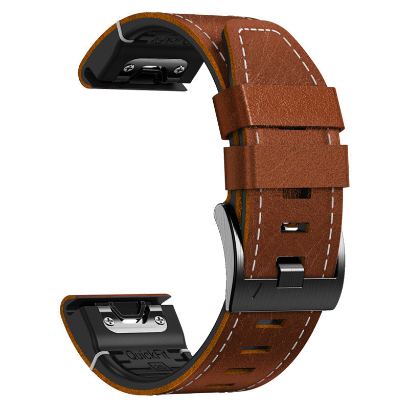 TPU + Leather Strap for Garmin Fenix 8 7X 6X Pro