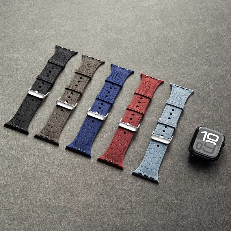 Lychee Texture Silicone Watch Band For Apple Watch