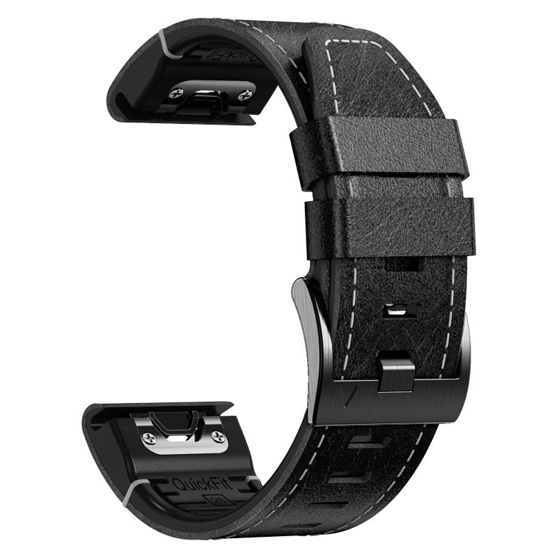 TPU + Leather Strap for Garmin Fenix 8 7X 6X Pro