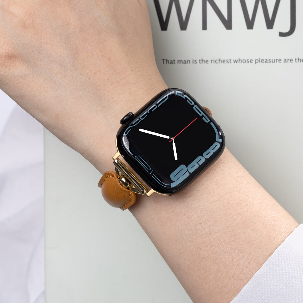 Leather Ring Buckle Band For Apple Watch