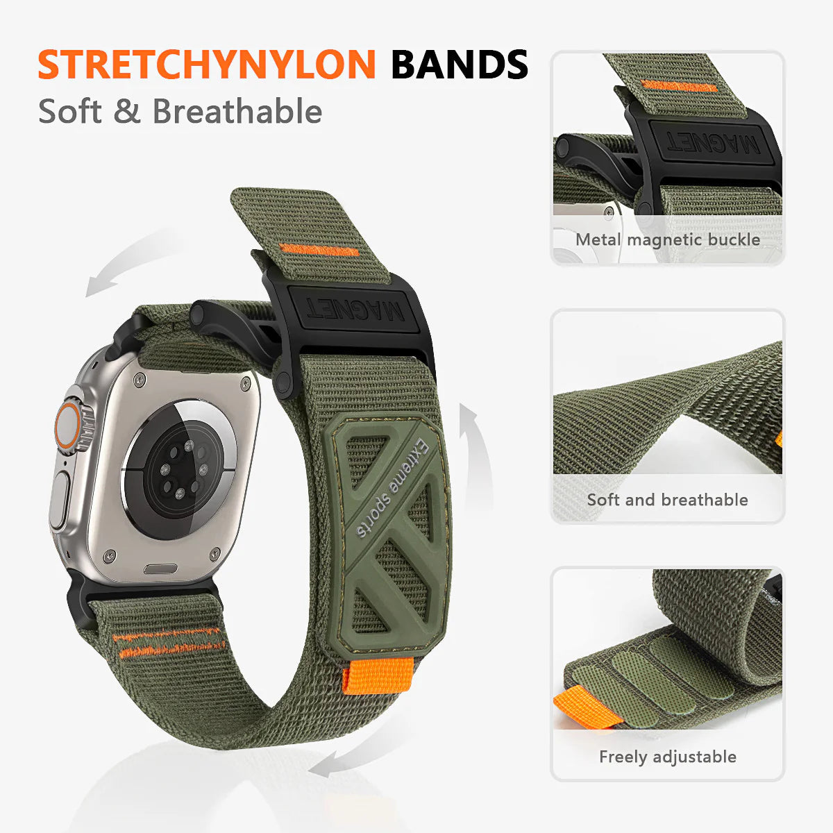 Hochwertiges Nylon-Armband mit Magnetverschluss für Apple Watch