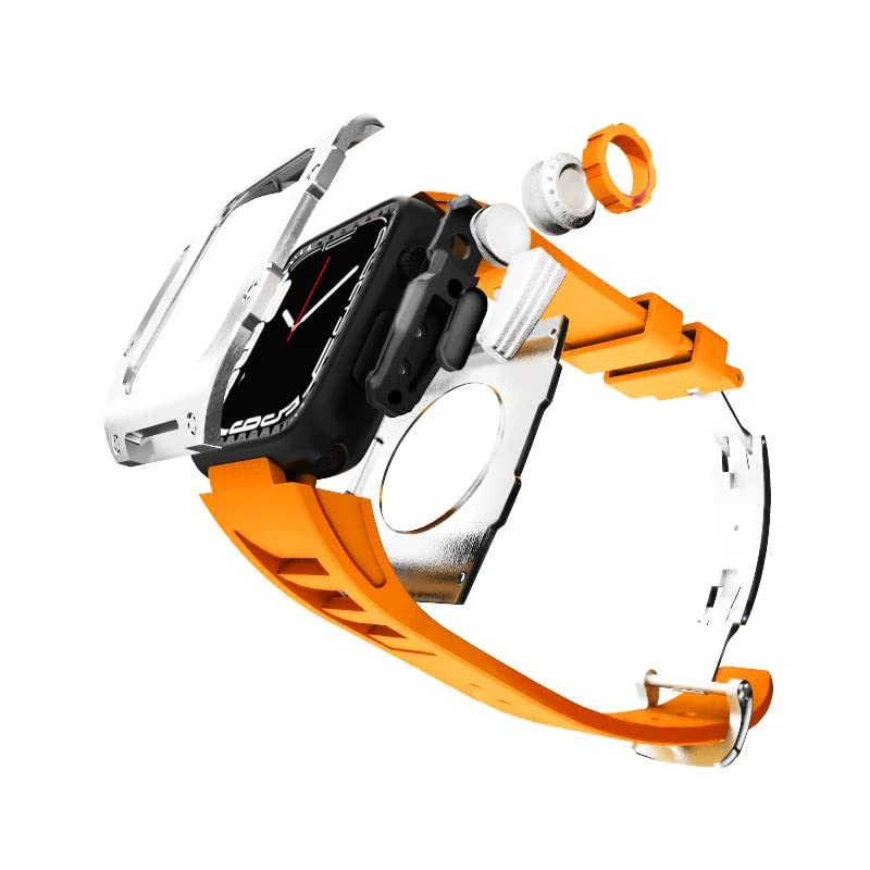 Fluororubber Band Stainless Steel Case Retrofit Kit For Apple Watch