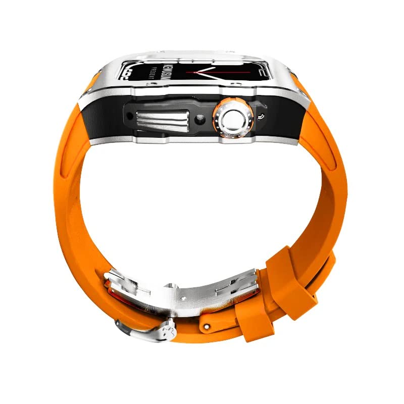 Fluororubber Band Stainless Steel Case Retrofit Kit For Apple Watch