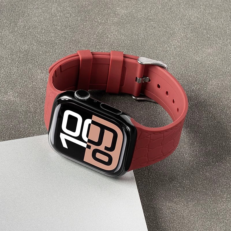 Lychee Texture Silicone Watch Band For Apple Watch