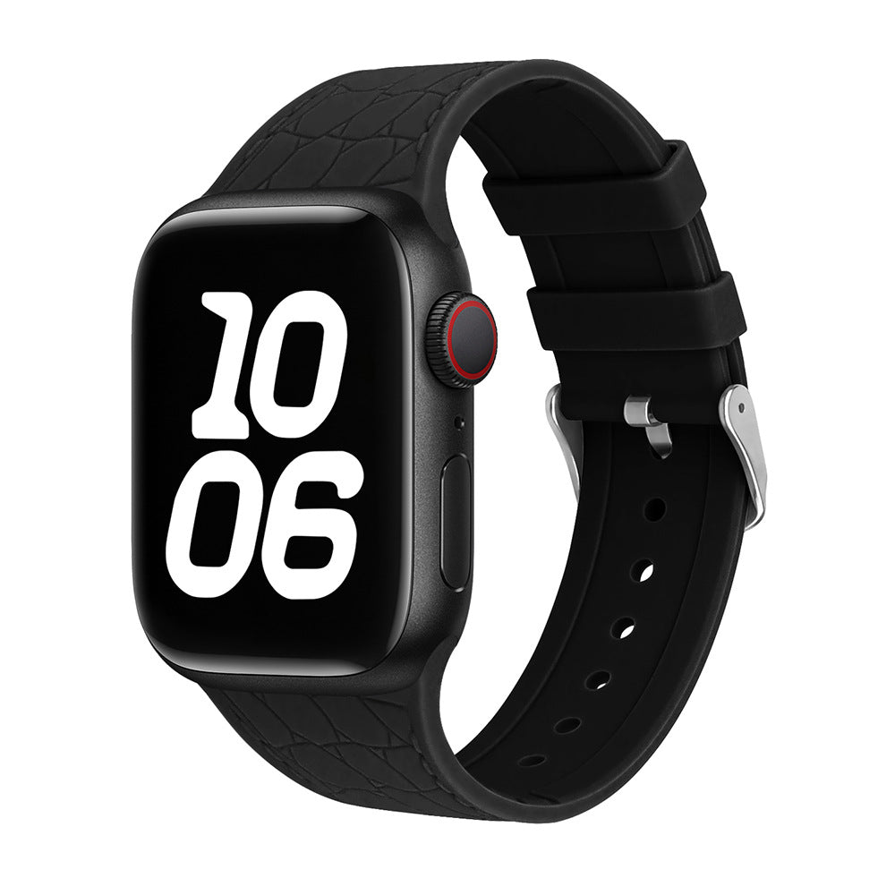 Lychee Texture Silicone Watch Band For Apple Watch