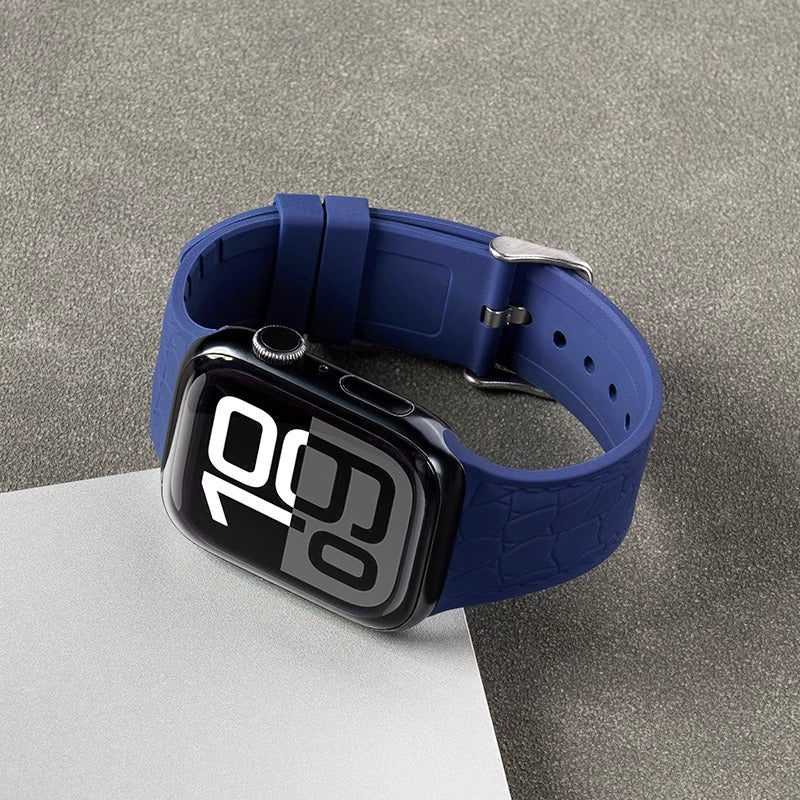 Lychee Texture Silicone Watch Band For Apple Watch