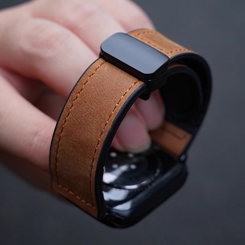 Silicone Magnetic Leather Strap For Apple Watch