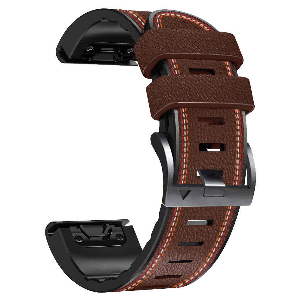 Grained Leather Strap for Garmin Fenix 8 7X 6X Pro