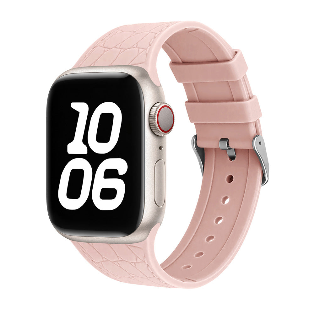 Lychee Texture Silicone Watch Band For Apple Watch