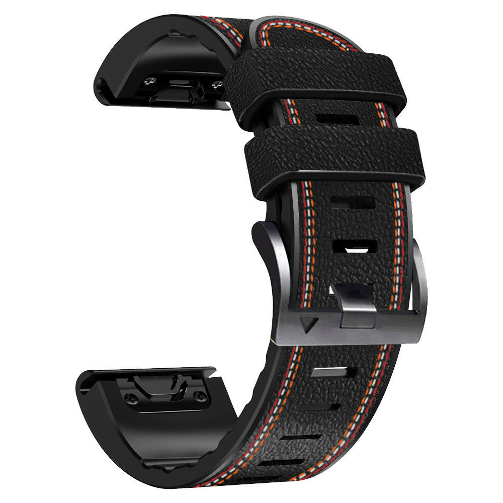 Grained Leather Strap for Garmin Fenix 8 7X 6X Pro