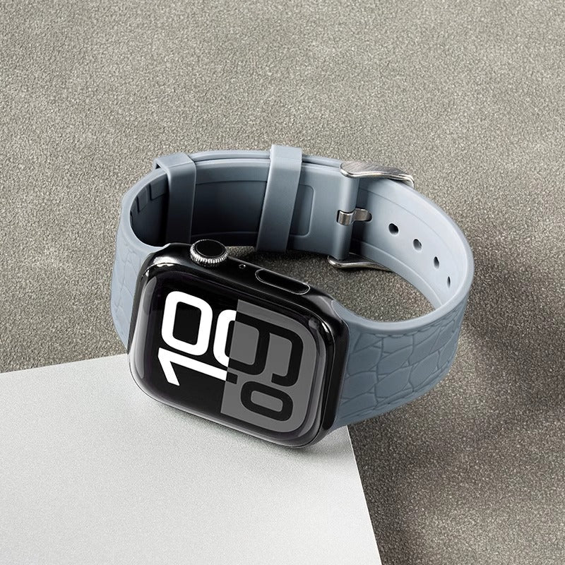 Lychee Texture Silicone Watch Band For Apple Watch