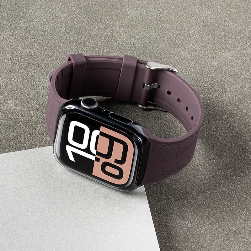 Lychee Texture Silicone Watch Band For Apple Watch