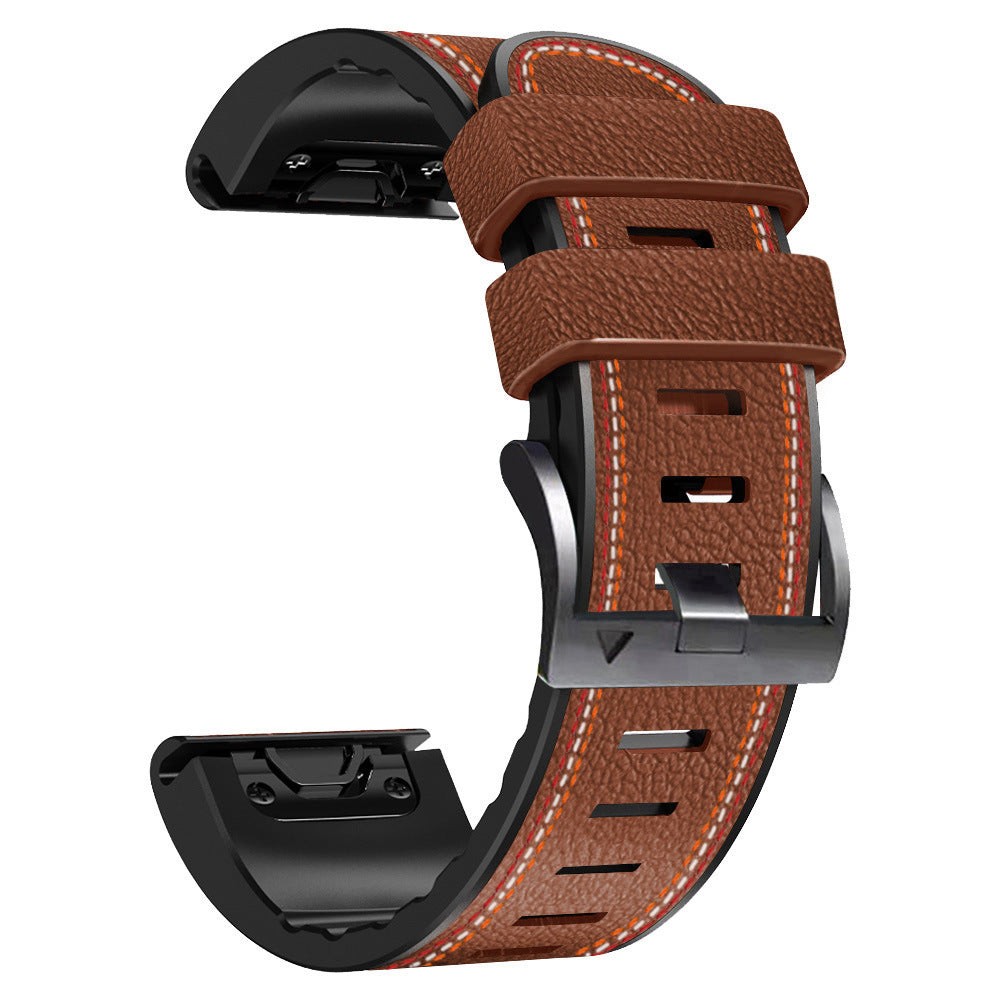Grained Leather Strap for Garmin Fenix 8 7X 6X Pro
