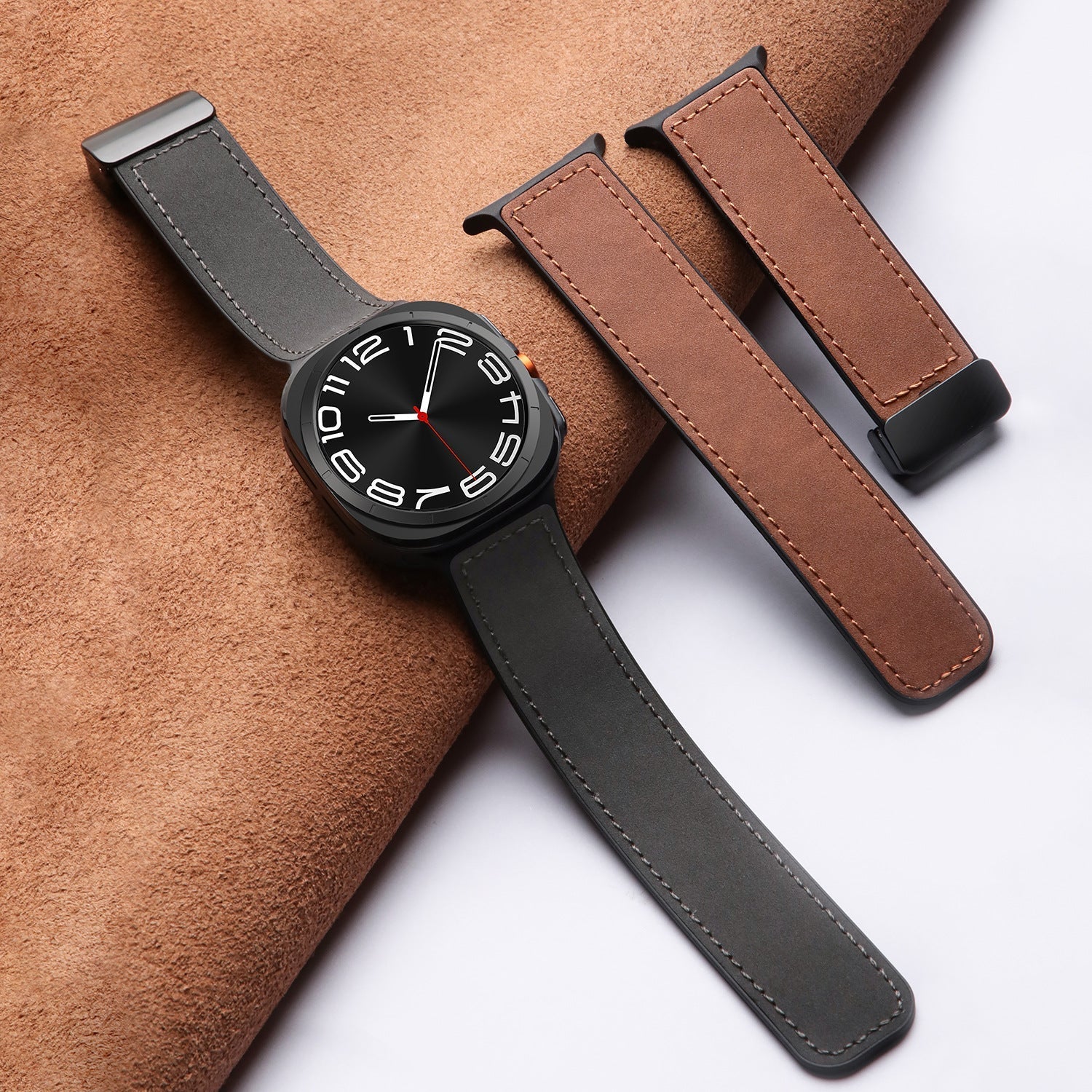 Silicone Magnetic Leather Strap For Samsung Watch 7 Ultra/7 6 4 5 Pro