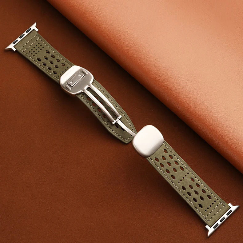 Upgraded Magnetic Buckle Leather Strap For Apple Watch