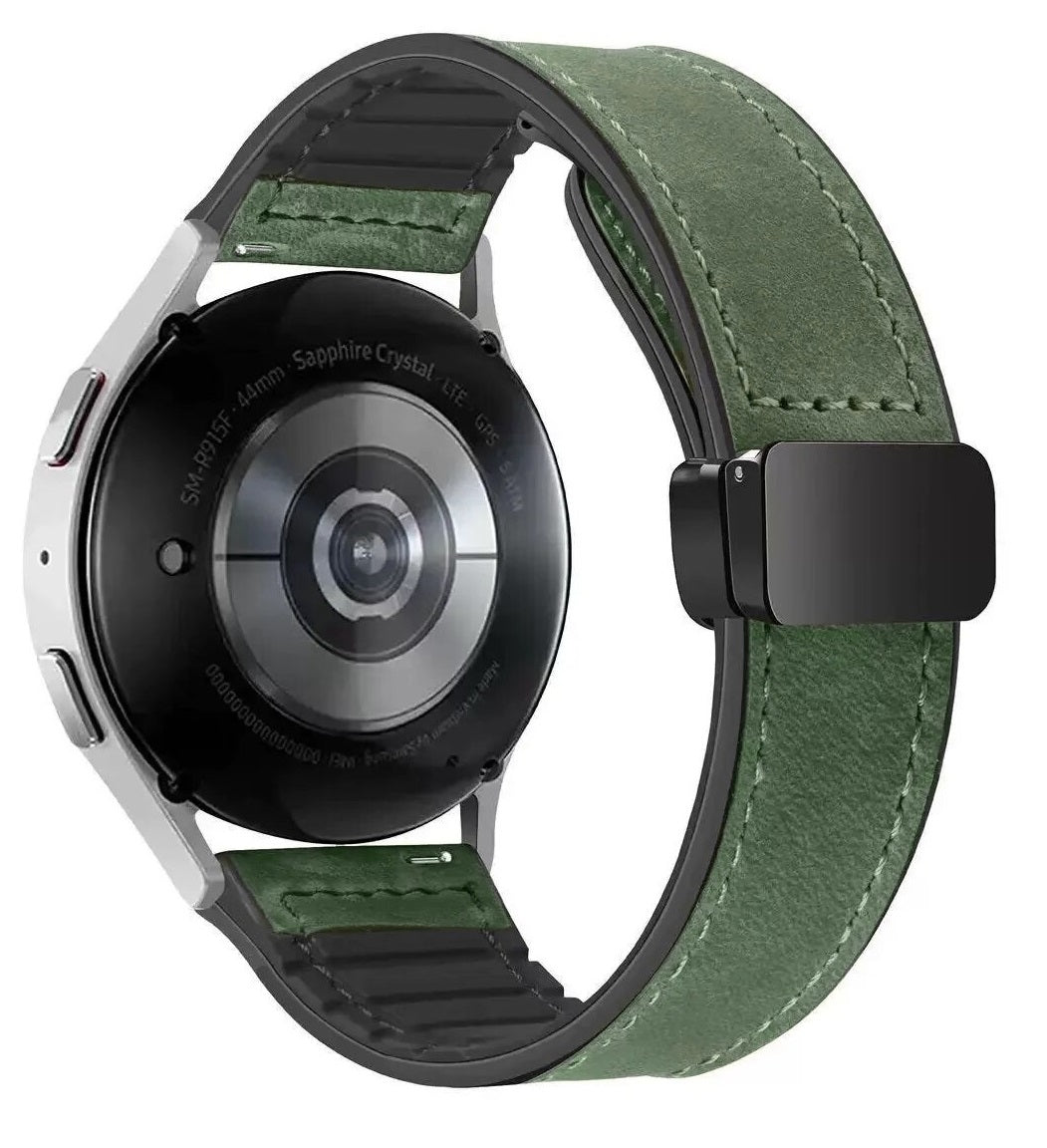 Silicone Magnetic Leather Strap For Samsung Watch 7 Ultra/7 6 4 5 Pro