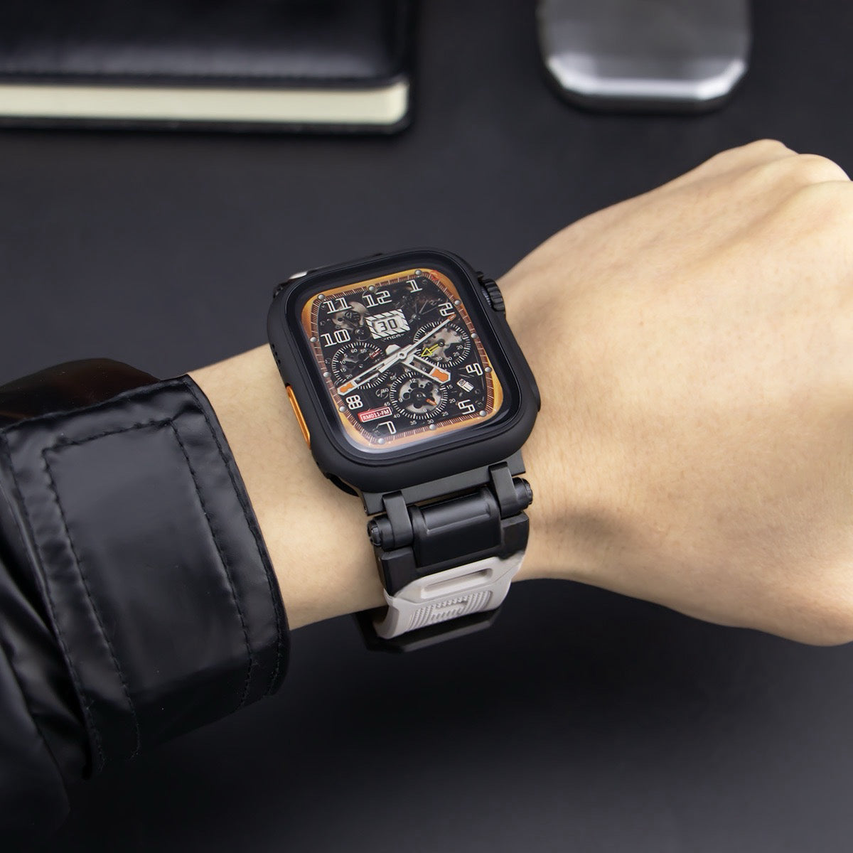 Explorer Tactical Fluoro Rubber Strape+Metal Ultra Case For Apple Watch 9 8 7 6 5 4 SE