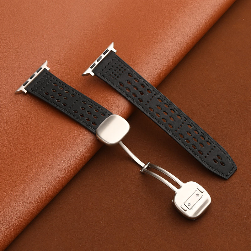 Upgraded Magnetic Buckle Leather Strap For Apple Watch