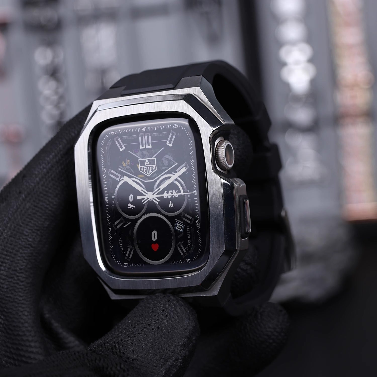 Stainless Steel Case With Rubber Band for Apple Watch