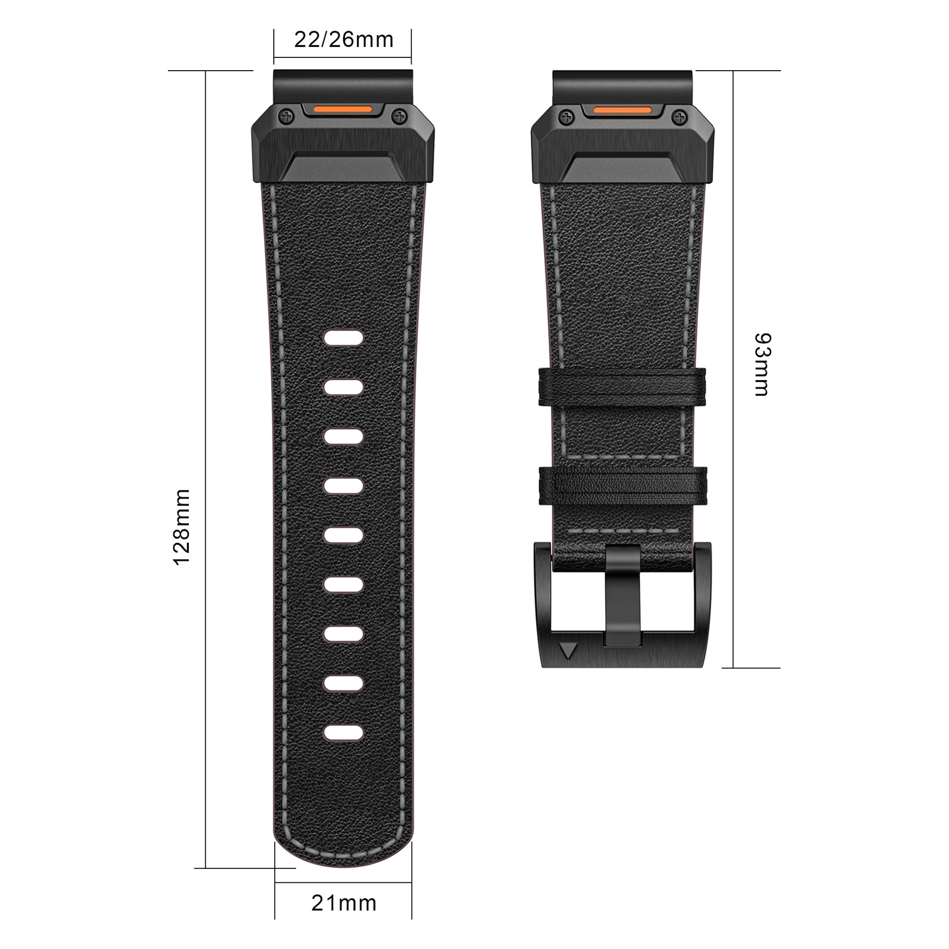 Genuine Leather Strap - For Garmin Fenix 8 7x 6x 5x Pro