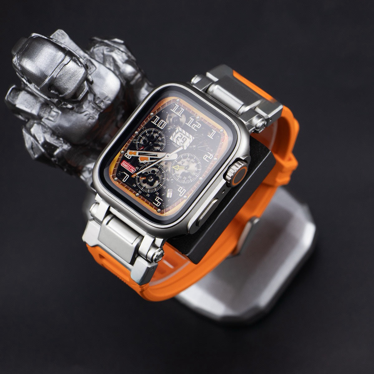 Explorer Tactical Fluoro Rubber Strape+Metal Ultra Case For Apple Watch 9 8 7 6 5 4 SE