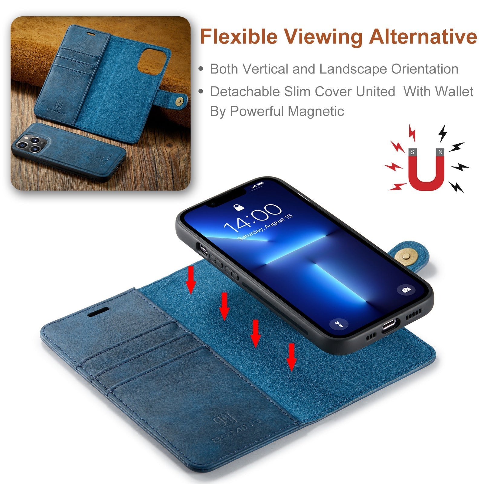Wallet-style magnetic case for iPhone 16/15/14 Pro Max
