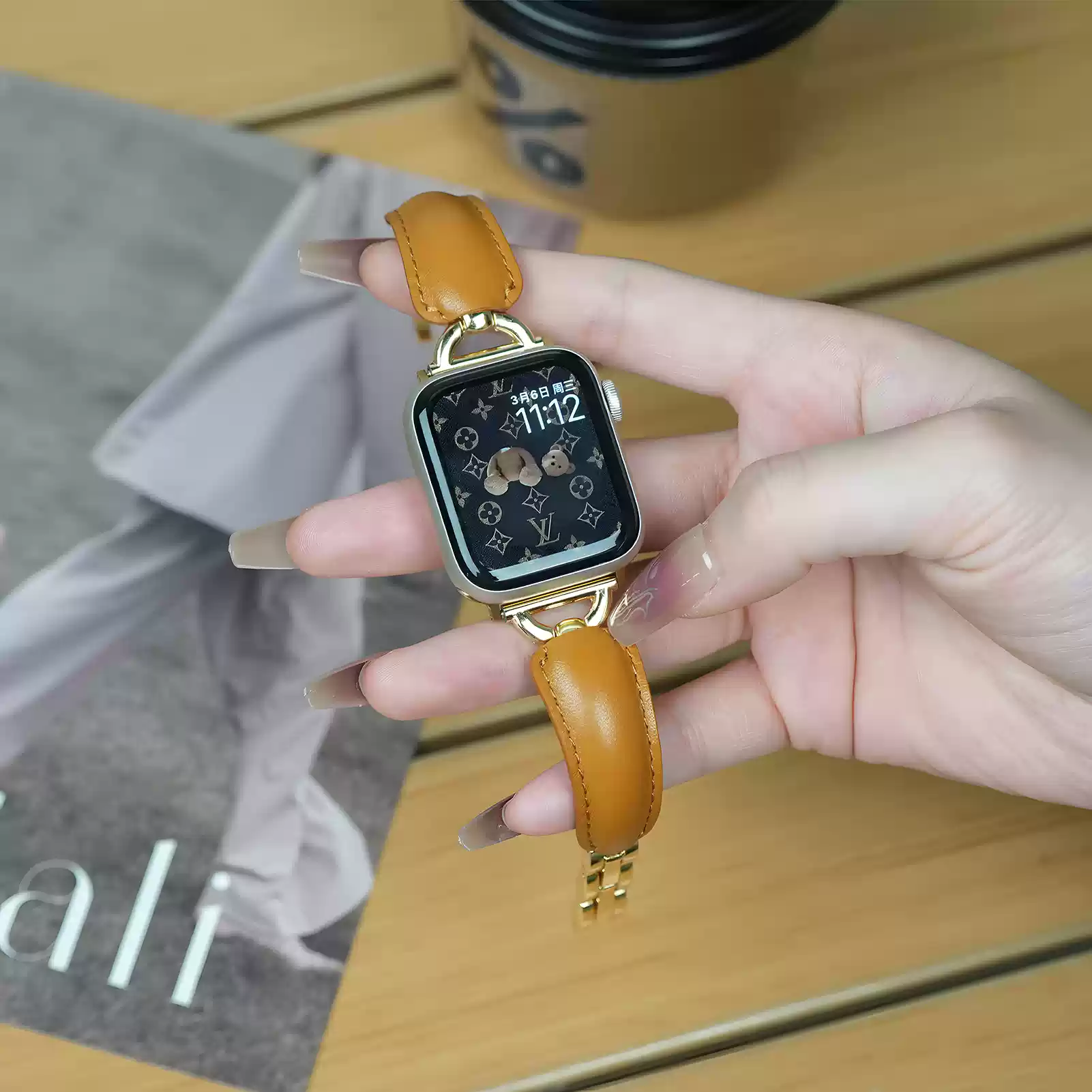 Leather Ring Buckle Band For Apple Watch