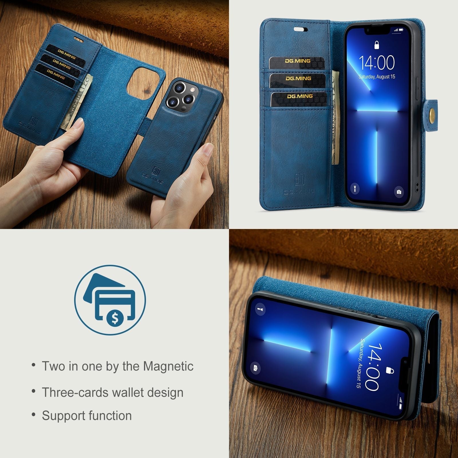 Wallet-style magnetic case for iPhone 16/15/14 Pro Max