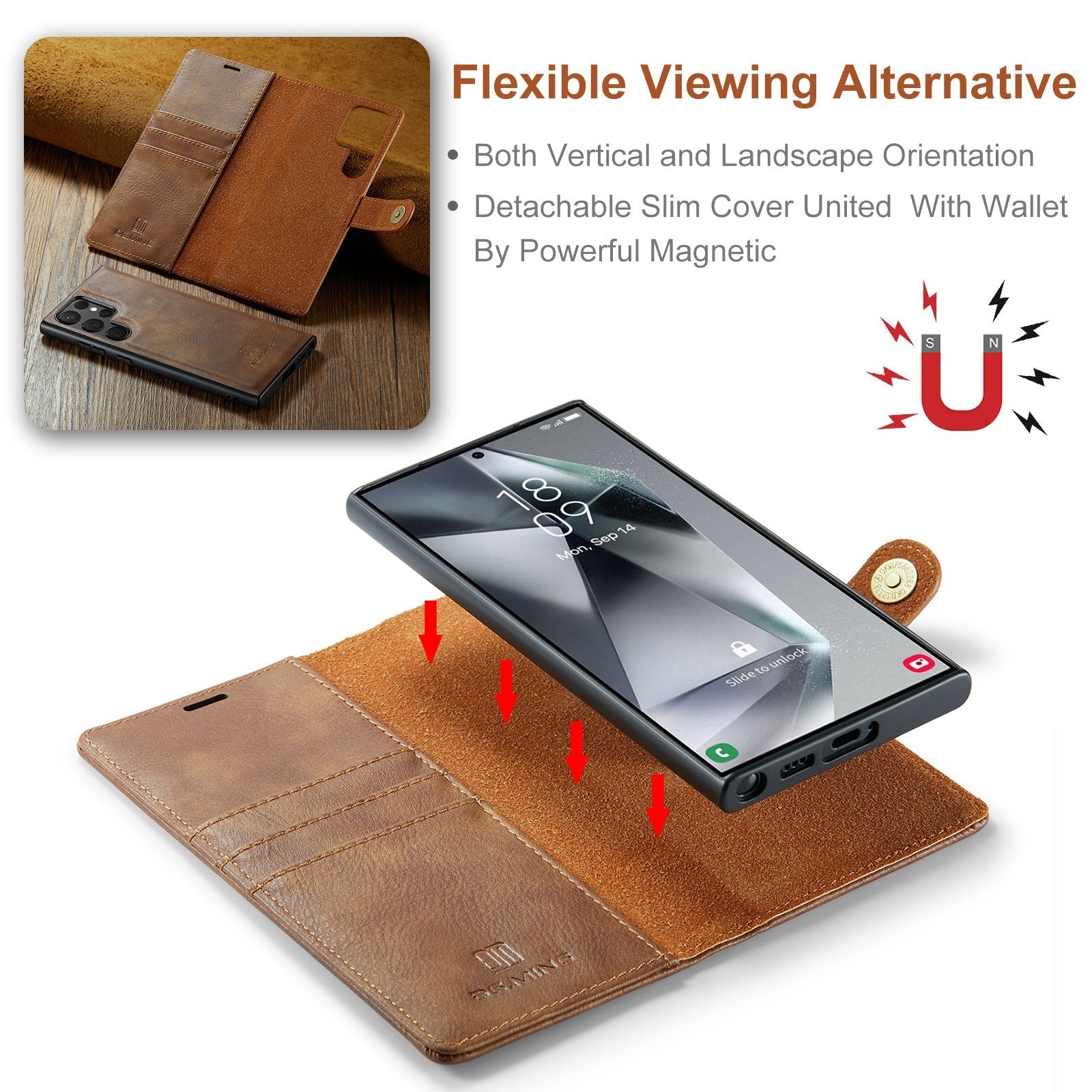 Wallet-style magnetic case for Samsung Galaxy S25/S24/S23 Ultra