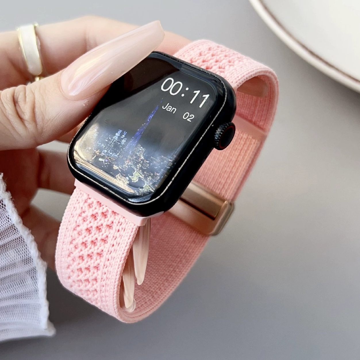 Braided Mesh Nylon Loop with Magnetic Clasp For Apple Watch