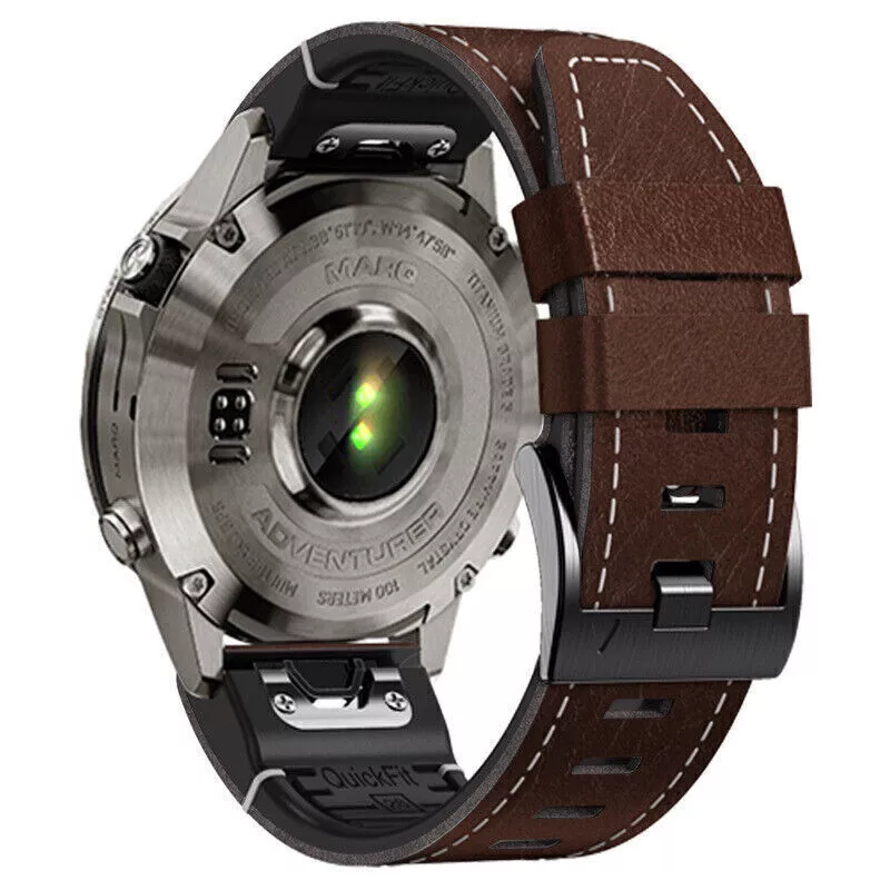 TPU + Leather Strap for Garmin Fenix 8 7X 6X Pro