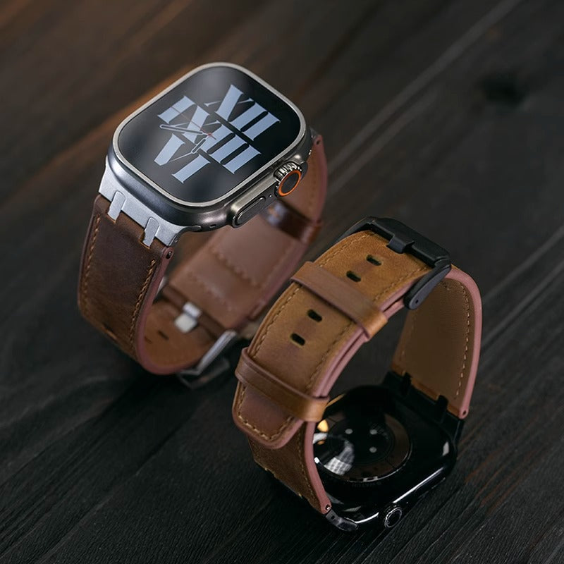 Crazy Horse Leather Strap + Metal Adapter for Apple Watch